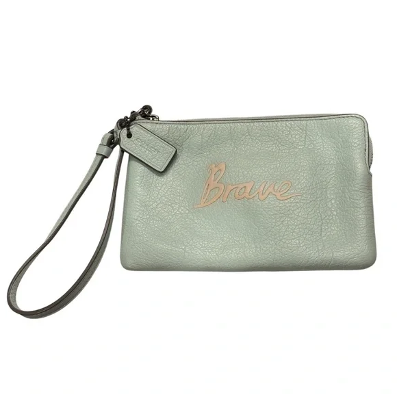 Coach Brave Mint Green Wristlet - Picture 2 of 9